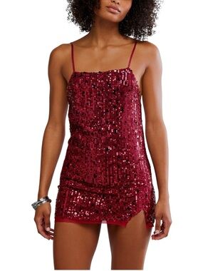 Free People Midnight Kiss Sequin Mini Slip Dress